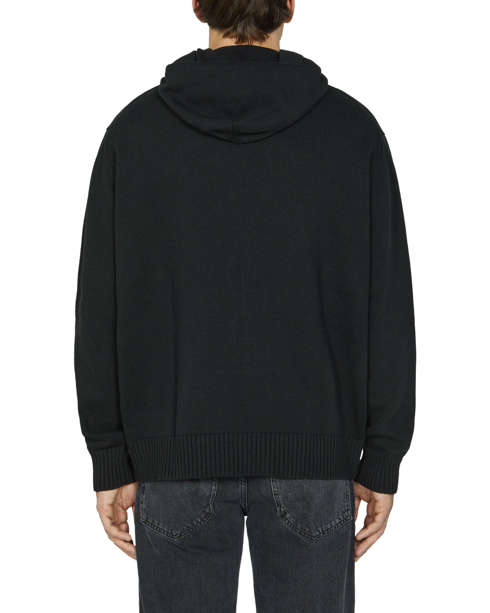 BUCKLE COLLAR KNITTED HOODIE