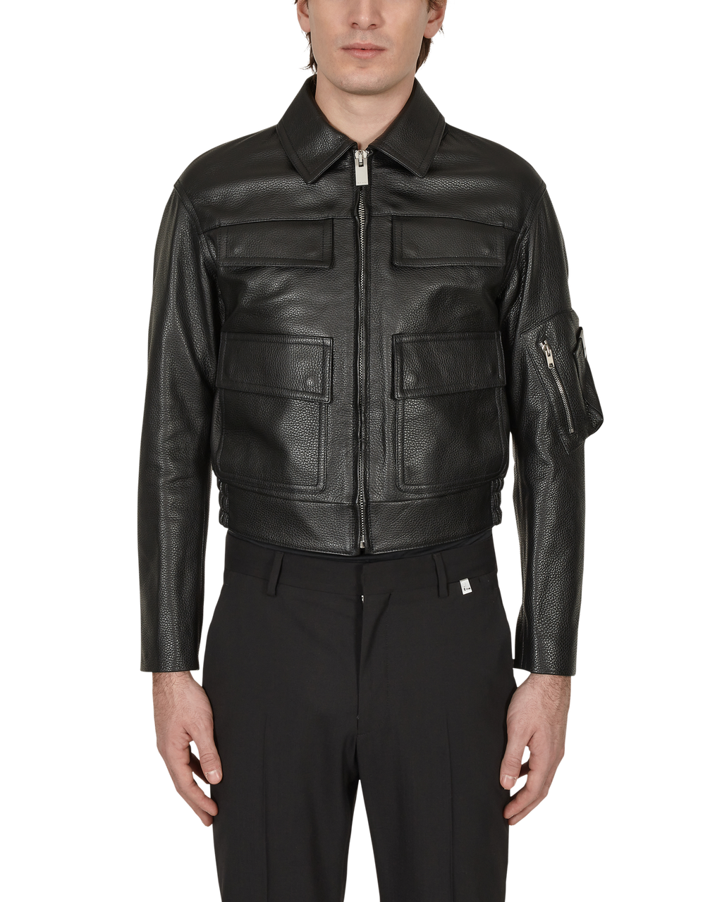 BLACK LEATHER POLICE JACKET