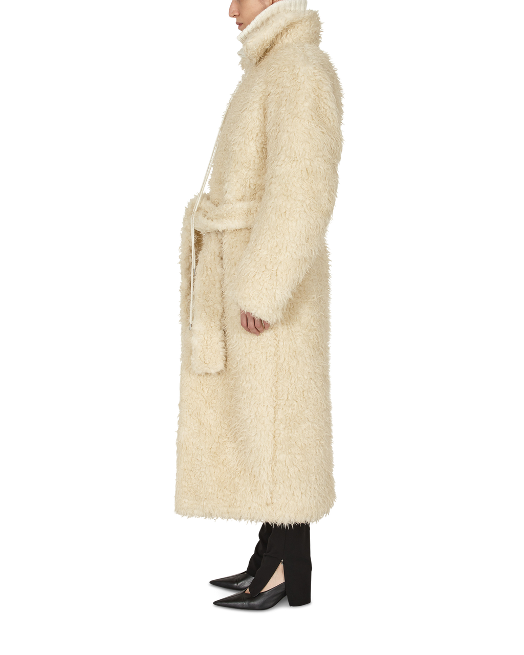 POLAR COAT WITH KNIT COLLAR