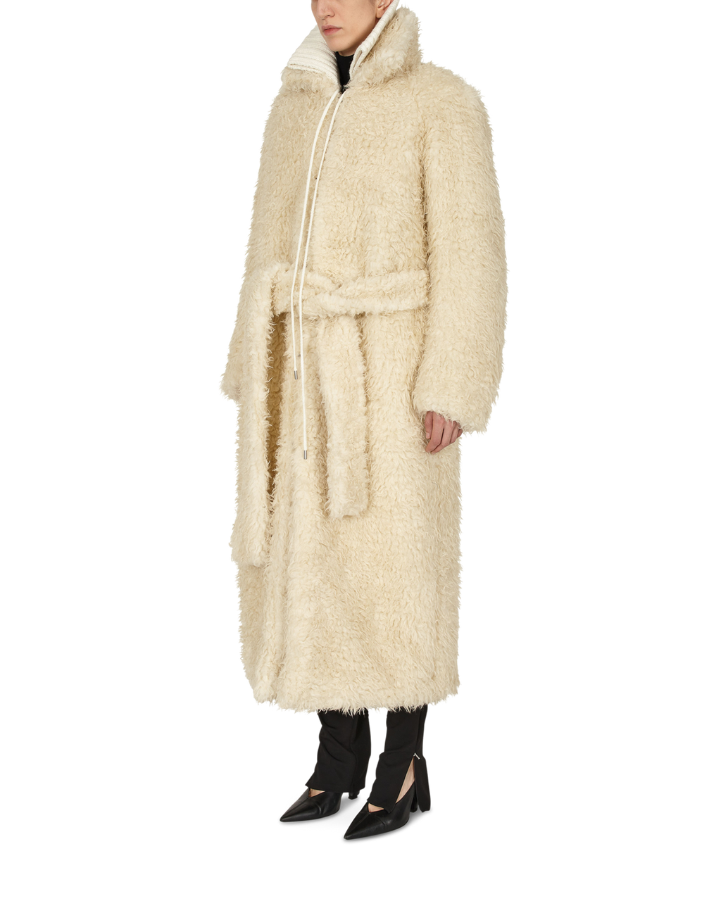 POLAR COAT WITH KNIT COLLAR