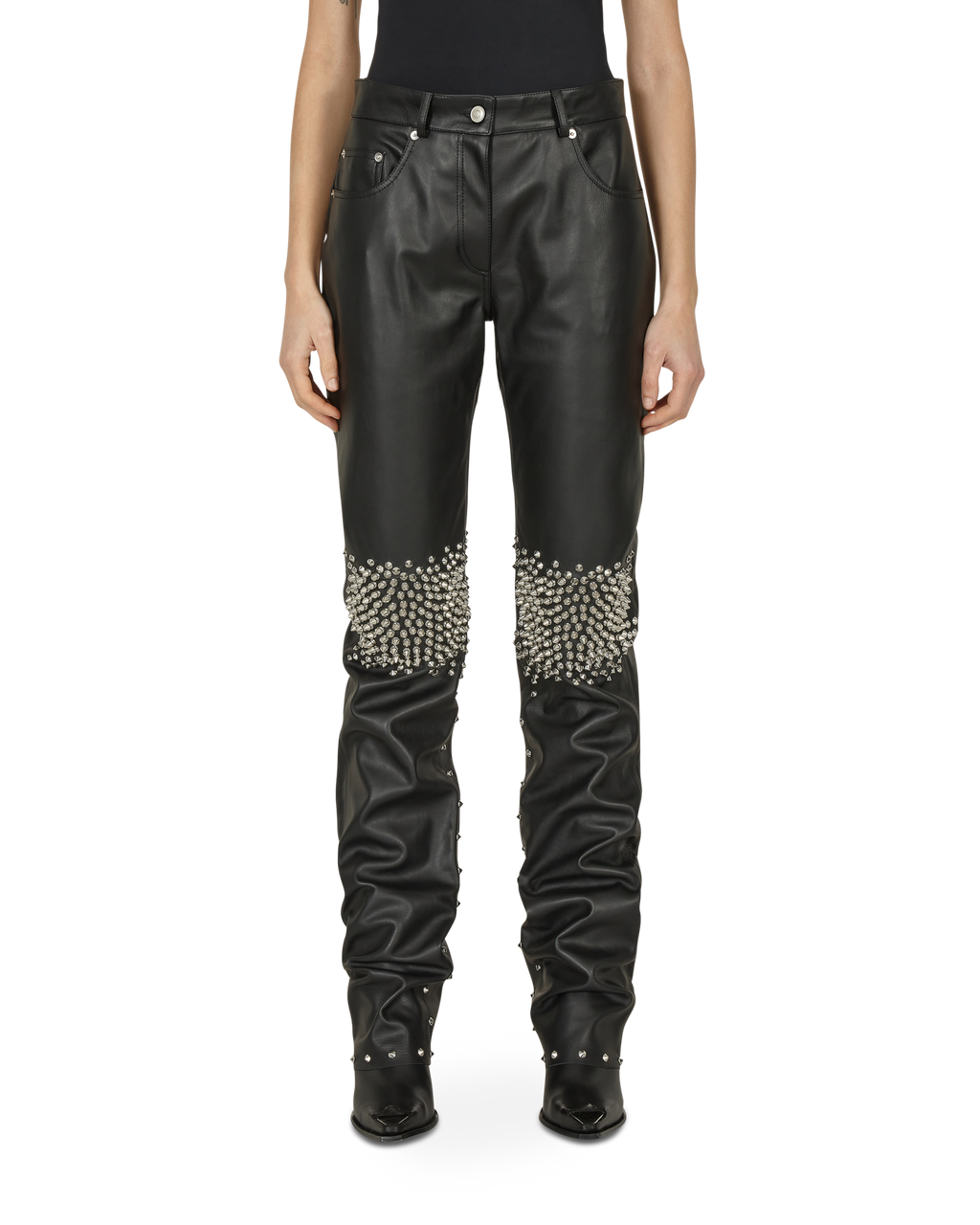 STUDDED LEATHER PANT
