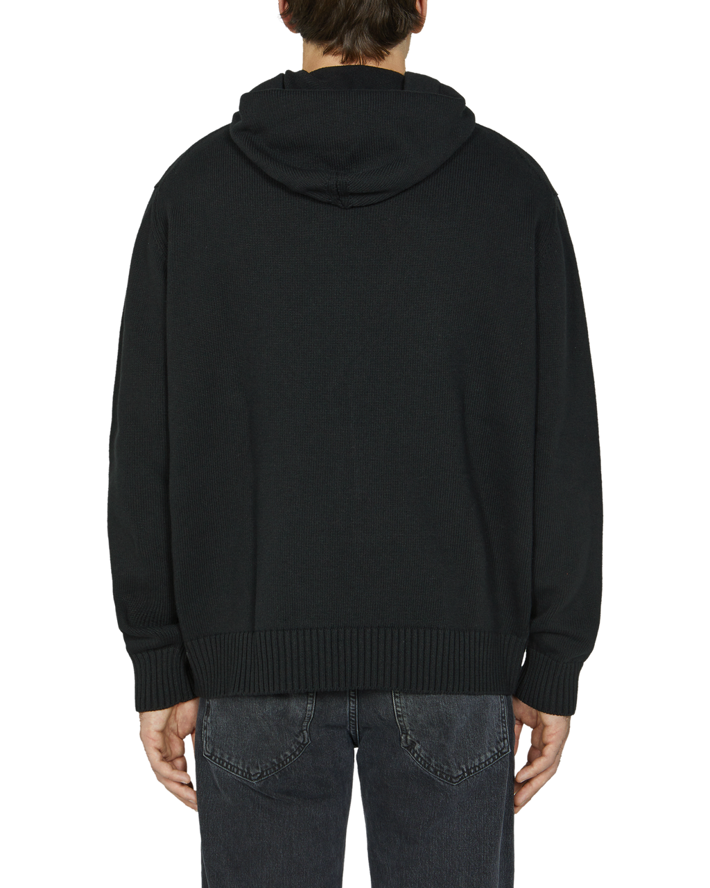 BUCKLE COLLAR KNITTED HOODIE