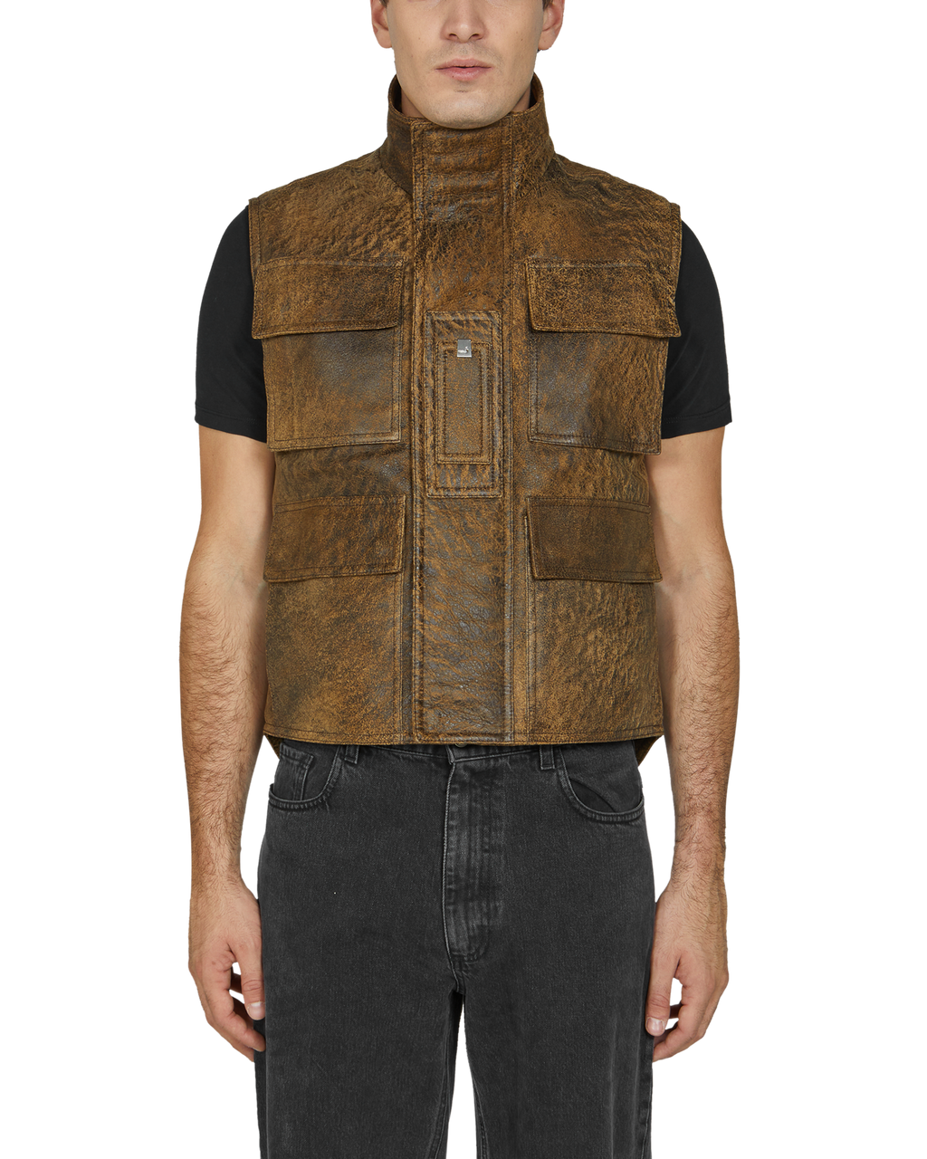 TREATED LEATHER CARGO VEST