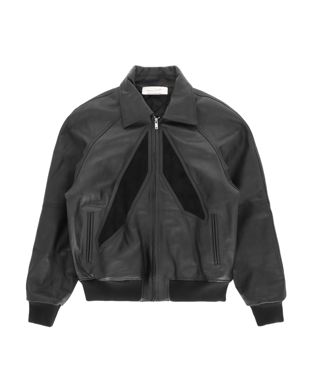 INTARSIA APPLIQUE LOGO LEATHER BOMBER