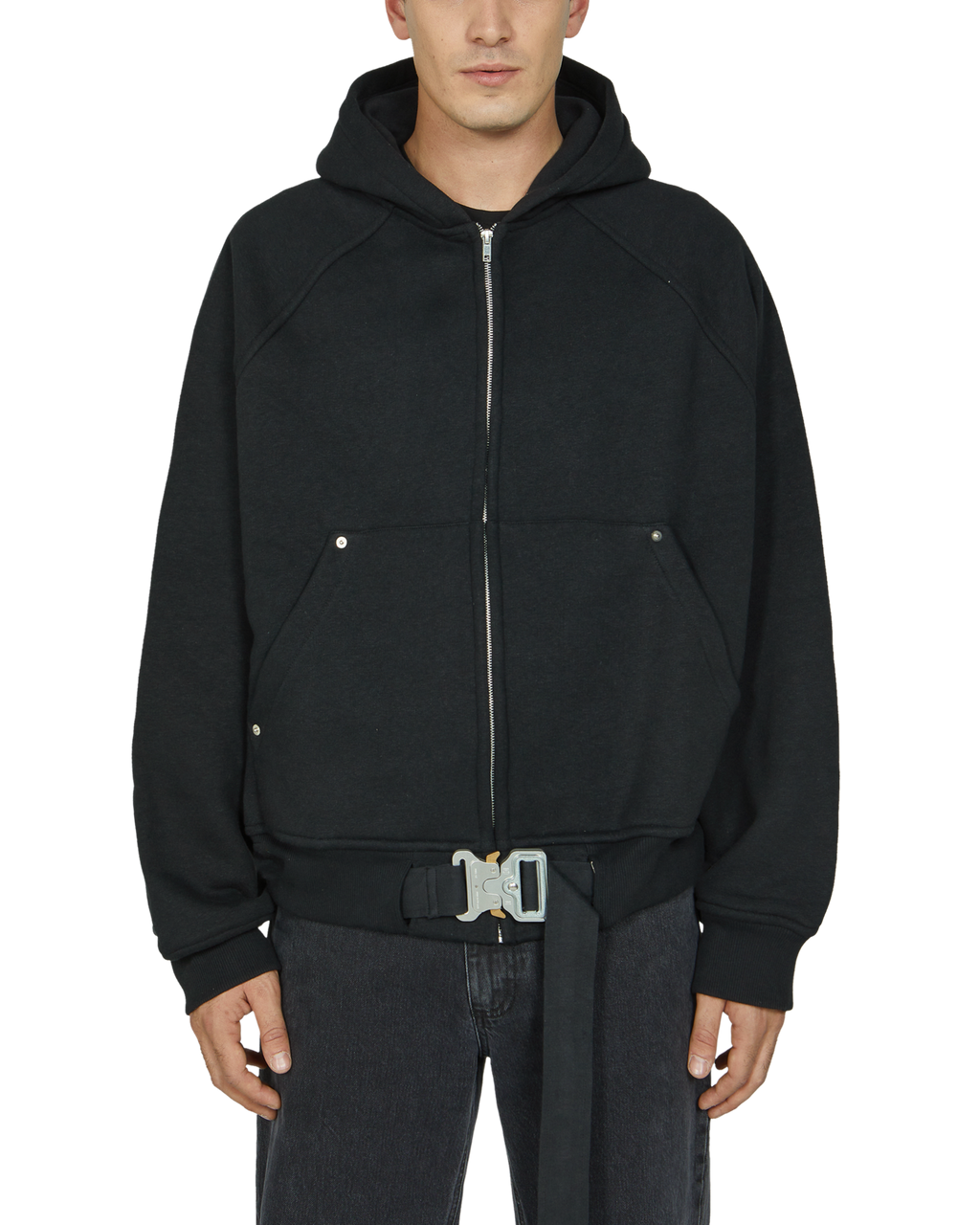 BELTED BUCKLE ZIP HOODIE