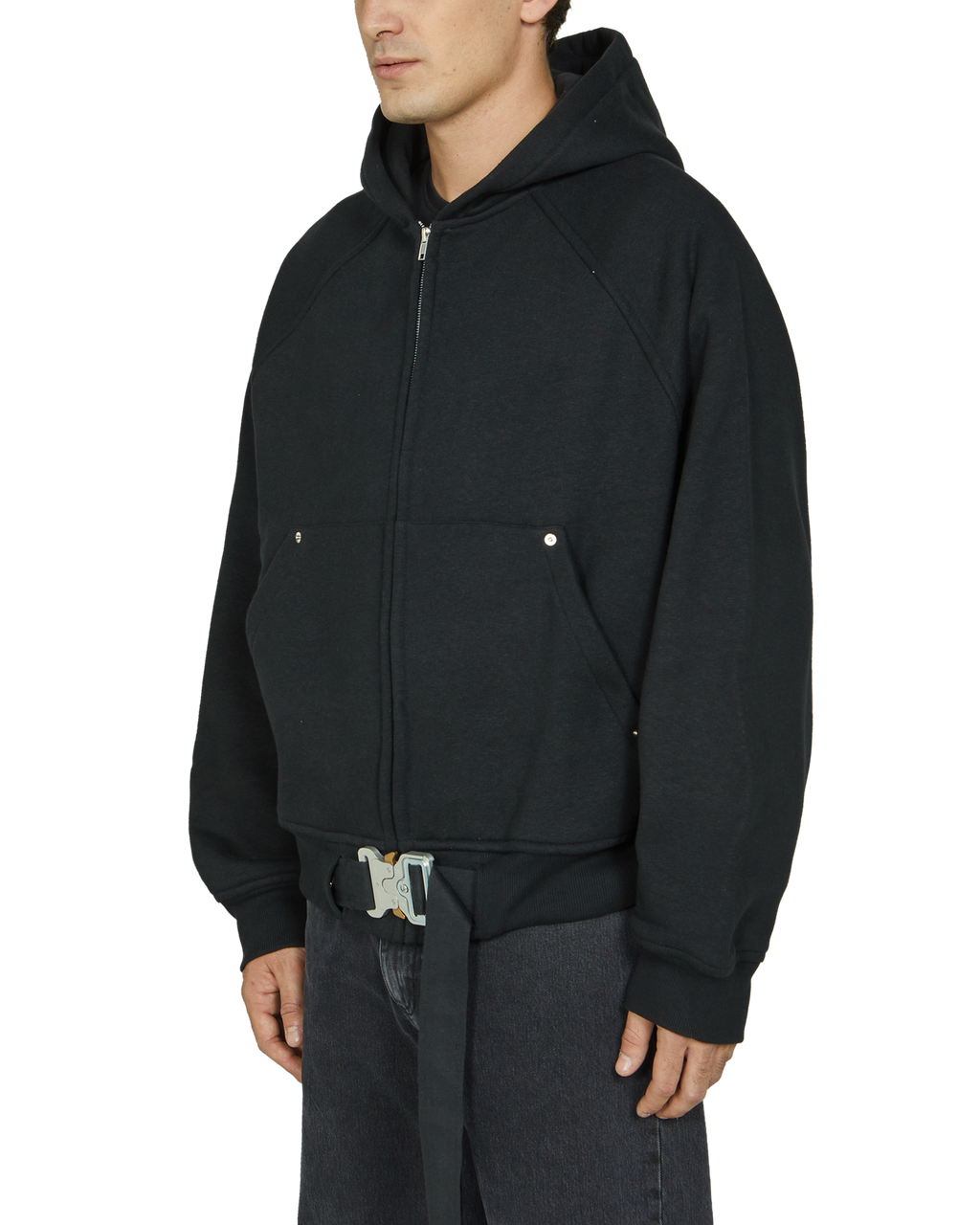 BELTED BUCKLE ZIP HOODIE