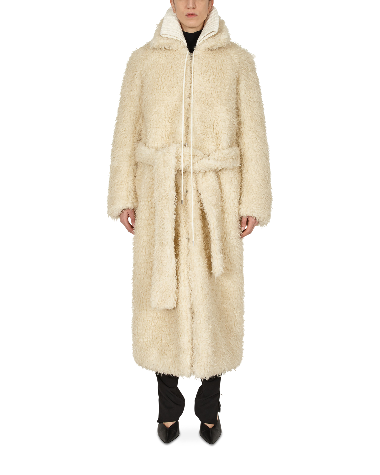 POLAR COAT WITH KNIT COLLAR