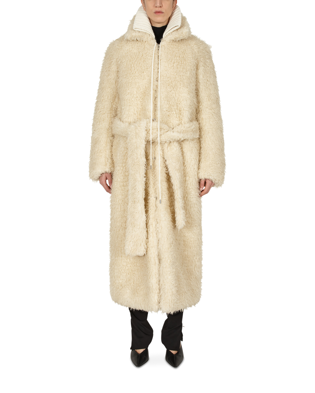 POLAR COAT WITH KNIT COLLAR