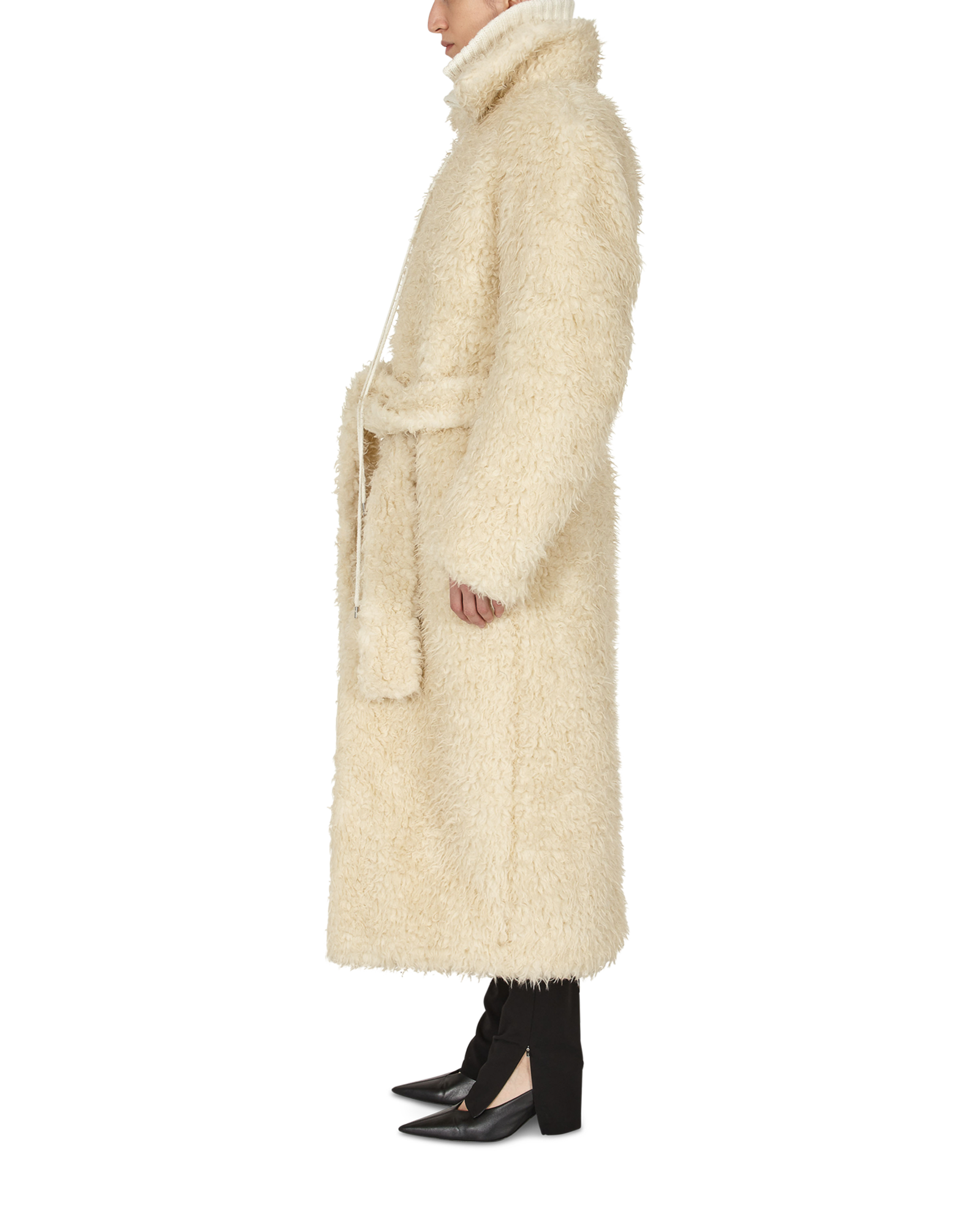 POLAR COAT WITH KNIT COLLAR