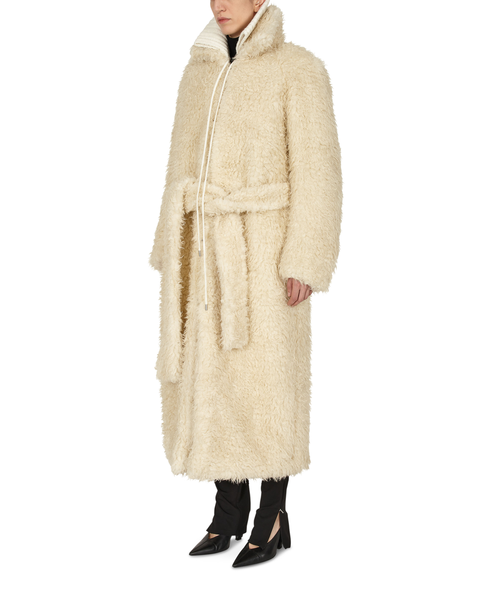 POLAR COAT WITH KNIT COLLAR