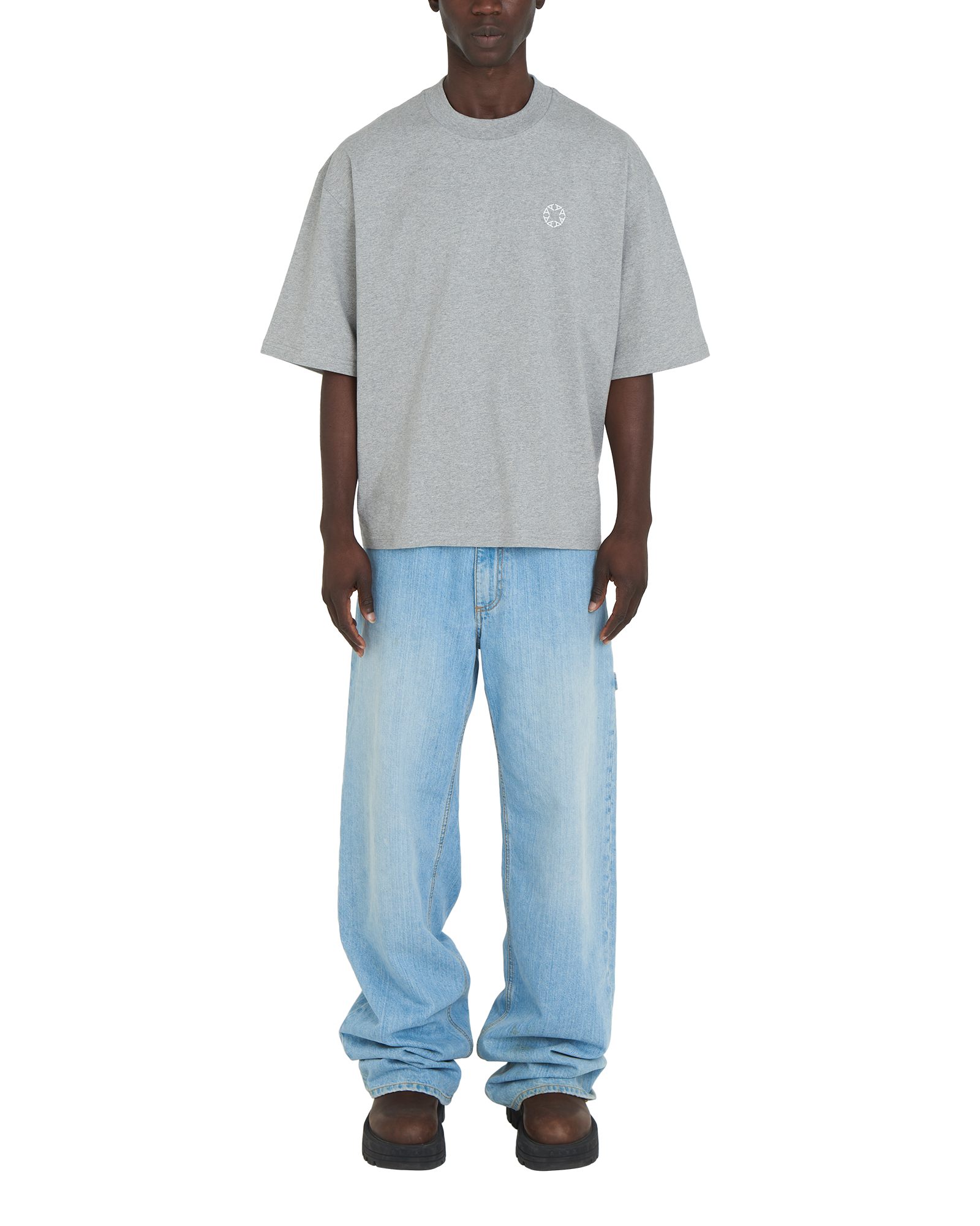 1017 ALYX 9SM | GREY OVERSIZED EMBROIDERED LOGO T-SHIRT | T 1017 ALYX 9SM | GREY OVERSIZED EMBROIDERED LOGO T-SHIRT | T