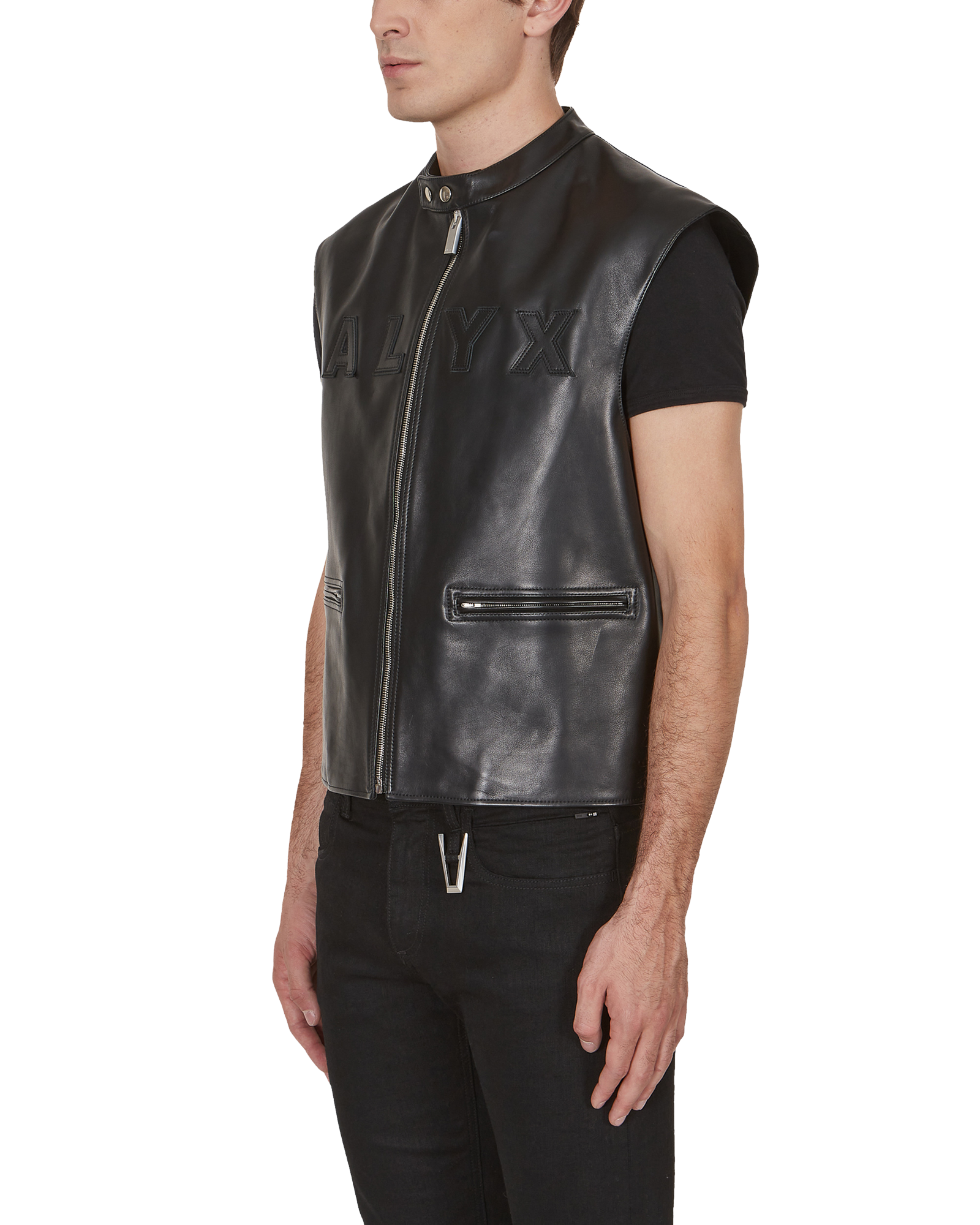 LEATHER LOGO RACER VEST