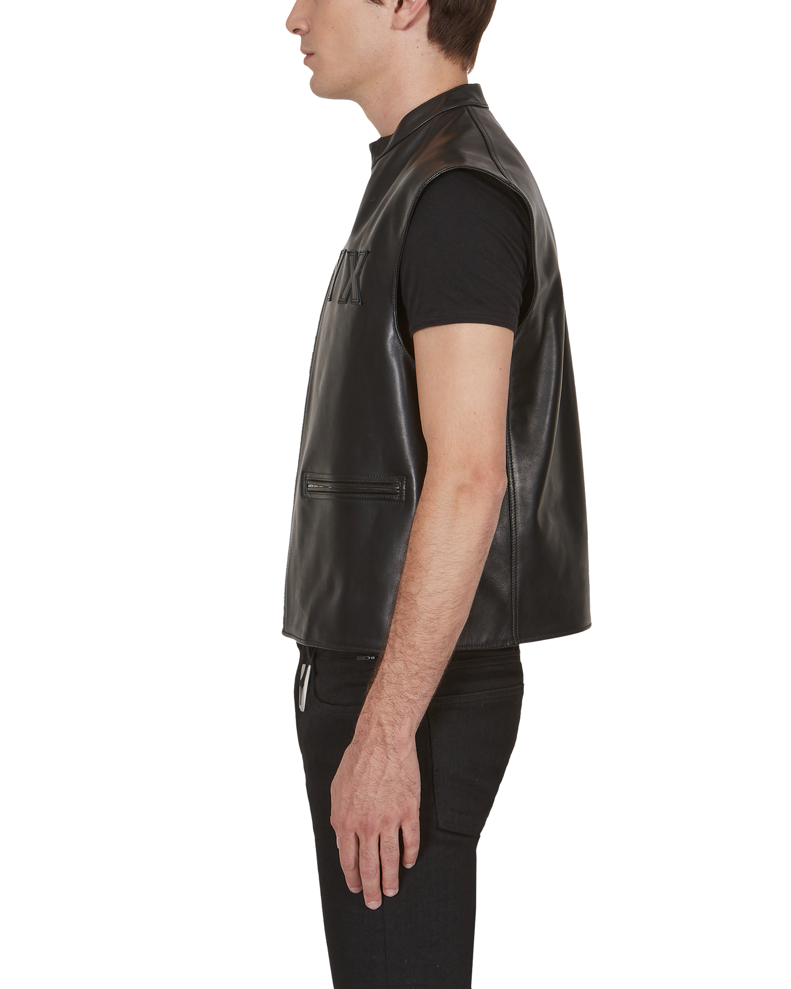 LEATHER LOGO RACER VEST